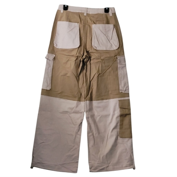 Boutique Patchwork Utility Cargo Pants in Taupe and Cream - Picture 5 of 15